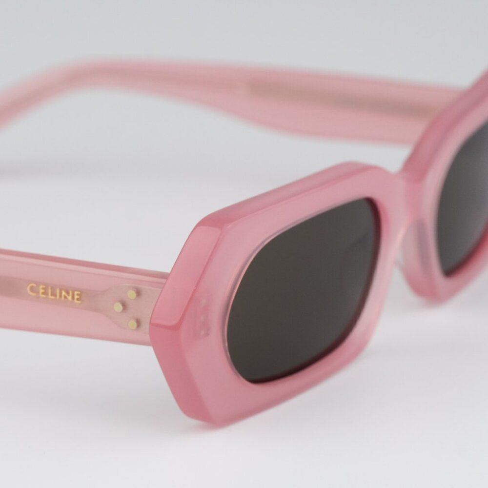 NEW Celine CL40243I 72J Shiny Opal Pink Brown Rectangle Women Sunglasses - Picture 7 of 10